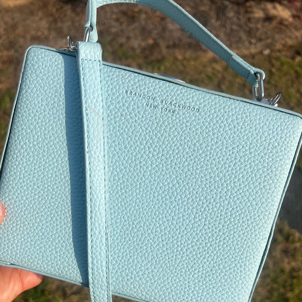 Brandon Blackwood Powder Blue Pebbled Leather Crossbody